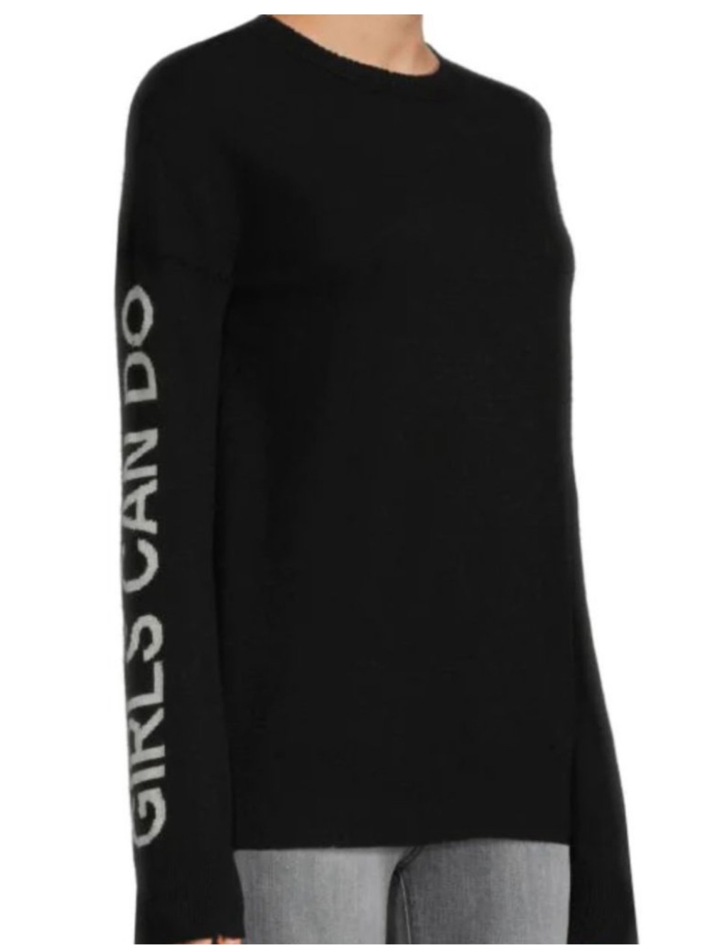 NEW Zadig and Voltaire Gaby Cashmere Sweater Girls Can Do Anything Black Small - Picture 2 of 9